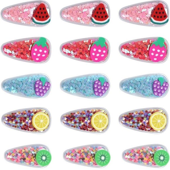 5 PCs Confetti Fruit Shaker Snap Hair Clips for Girls and Adults - Picture 12 of 13